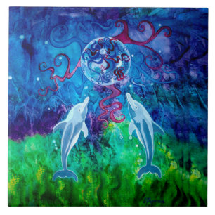 Azulejo do olhar do golfinho