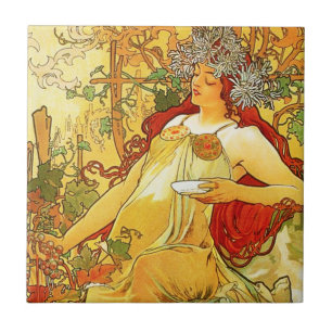 Azulejo do outono de Alphonse Mucha