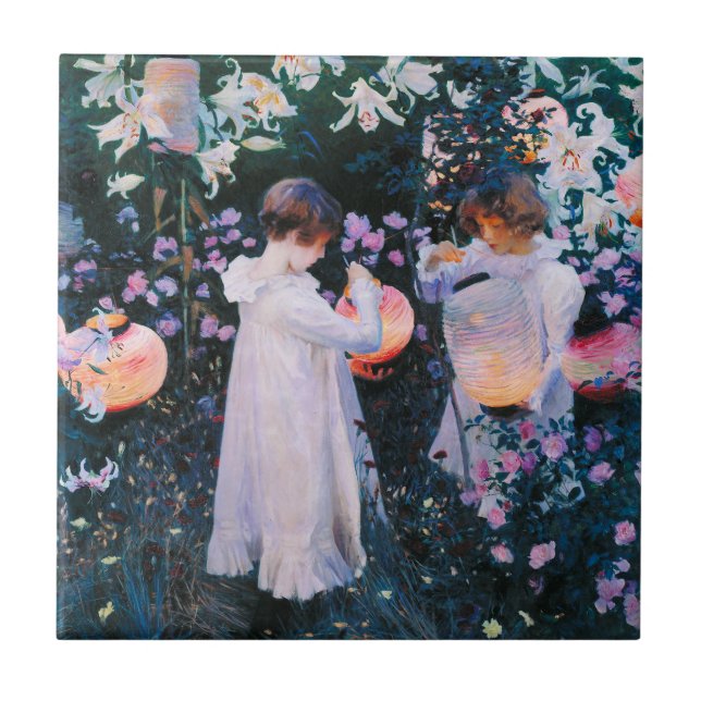 Azulejo do rosa do lírio do lírio do cravo de John (Frente)