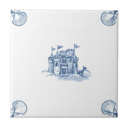 Azulejo do Sandcastle de Delft com cantos de Shell