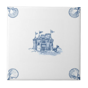 Azulejo do Sandcastle de Delft com cantos de Shell