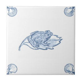Azulejo do sapo de Delft com cantos de Shell