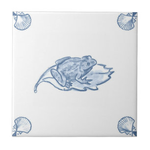 Azulejo do sapo de Delft com cantos de Shell