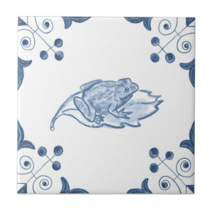 Azulejo do sapo de Delft com cantos do rolo