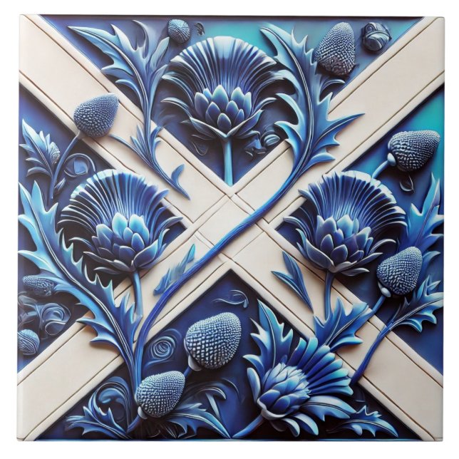 Azulejo do Scottish Thistles moderno Design (Frente)