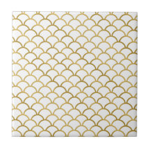 Azulejo do teste padrão do mar Dourado e branco