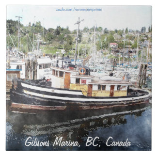 Azulejo Do Tug Boat 5 Watercolor Art 6"