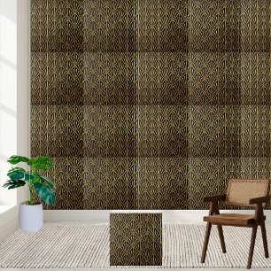 Azulejo do ventilador preto e Dourado Art Deco