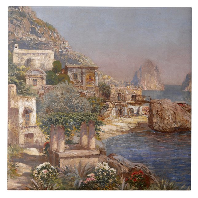 Azulejo dos barcos dos pescadores do oceano de (Frente)