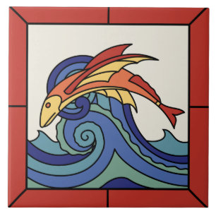 Azulejo dos peixes de vôo da ilha de Catalina com