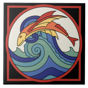 Azulejo dos peixes de vôo da ilha de Catalina do