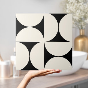 Azulejo dos semicírculos de natas negras geométric