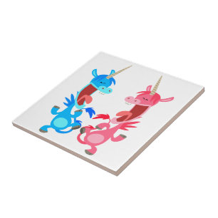Azulejo dos Unicórnios de dança de cartoon