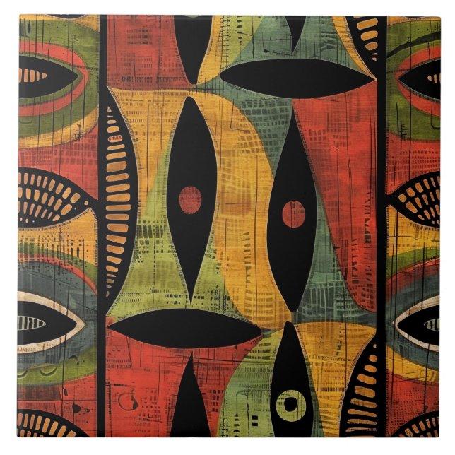 Azulejo Dourado Africano Cerâmica Verde (Frente)