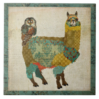 Azulejo Dourado da coruja da cerceta da alpaca