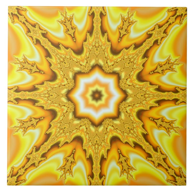 Azulejo Dourado do Fractal da estrela (Frente)