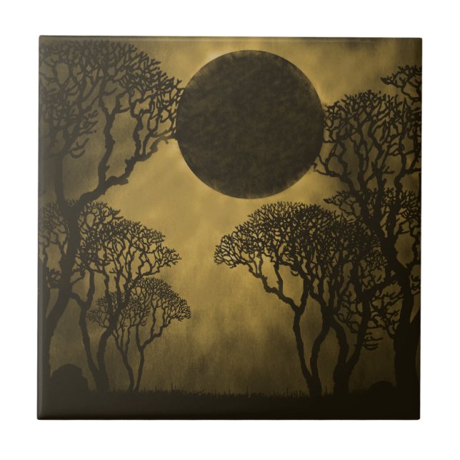 Azulejo Eclipse da Floresta Escura, Dourado (Frente)