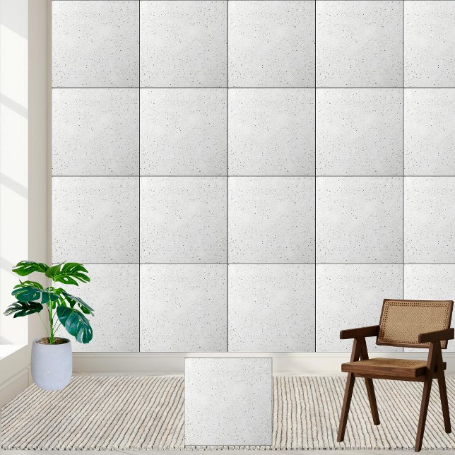 Azulejo Elegante branco e Cinza cerâmica especial (Elegant White and Gray Speckled Ceramic Tile)