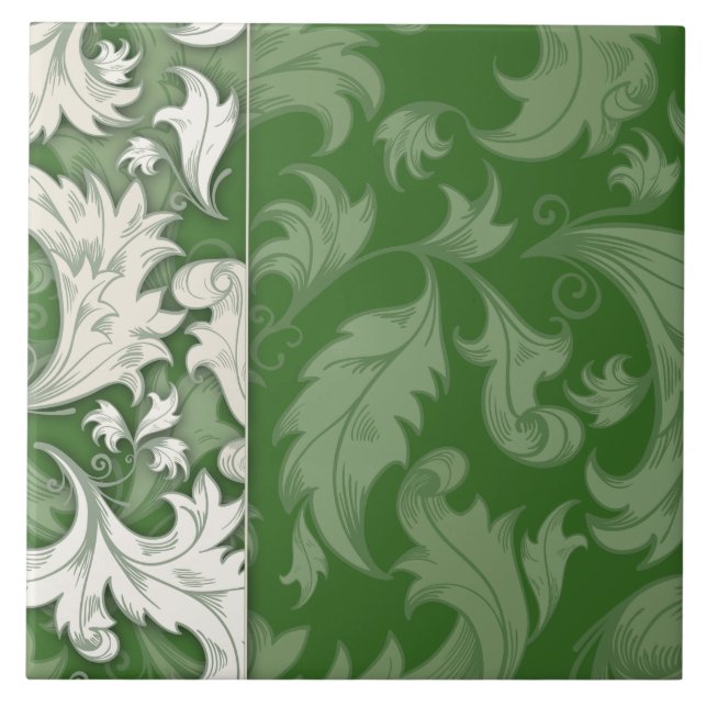 Azulejo Elegante de Padrão Verde (Frente)