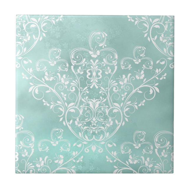 Azulejo Elegante Teal Damask (Frente)