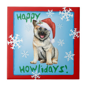 Azulejo Elkhound Cerâmico Norueguês Feliz Howliday