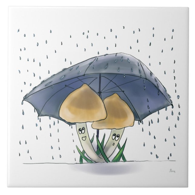 Azulejo engraçado de cogumelos (Frente)