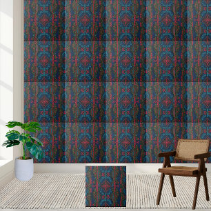 Azulejo escandinavo moderno em azul vermelho e ver