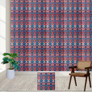 Azulejo Escandinavo Nórdico Vermelho e Azul