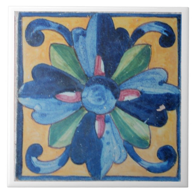 Azulejo espanhol do design da flor (Frente)
