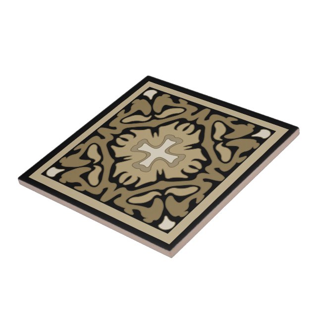 Azulejo Espanhol Sepia sobre fundo preto (Lateral)