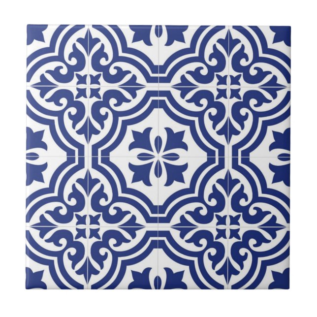 Azulejo Espanhol Tradicional Azul e Branco (Frente)