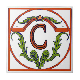 Azulejo espanhol vermelho C da letra