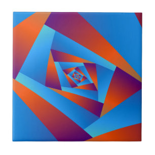 Azulejo espiral alaranjado e azul