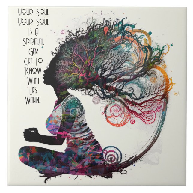 Azulejo espiritual de Gem de mulher inspirada (Frente)