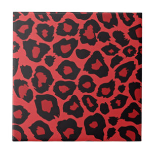 Azulejo Estampa Leopardo Vermelho Preto Rockabilly