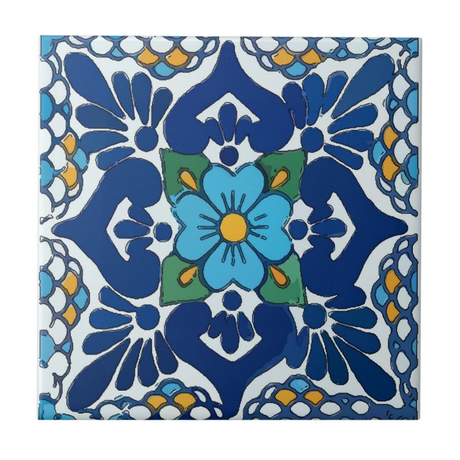 Azulejo Estilo Antigo Azul Espanhol (Frente)