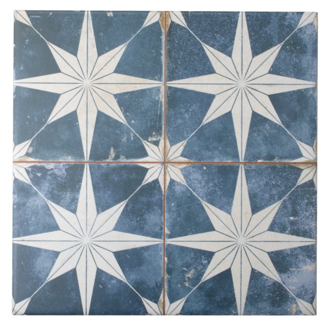 Azulejo - Estrela Explosão Azul (Frente)
