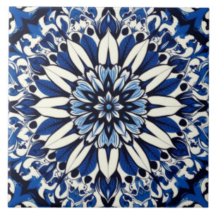 azulejo estrela floral índigo