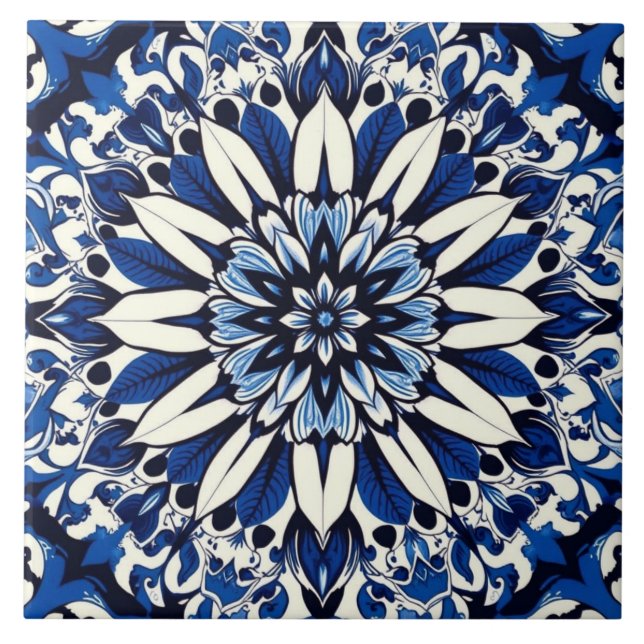 azulejo estrela floral índigo (Frente)