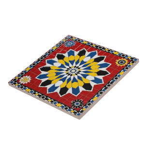 Azulejo Estrela Marroquino Vermelho e Amarelo Vibr