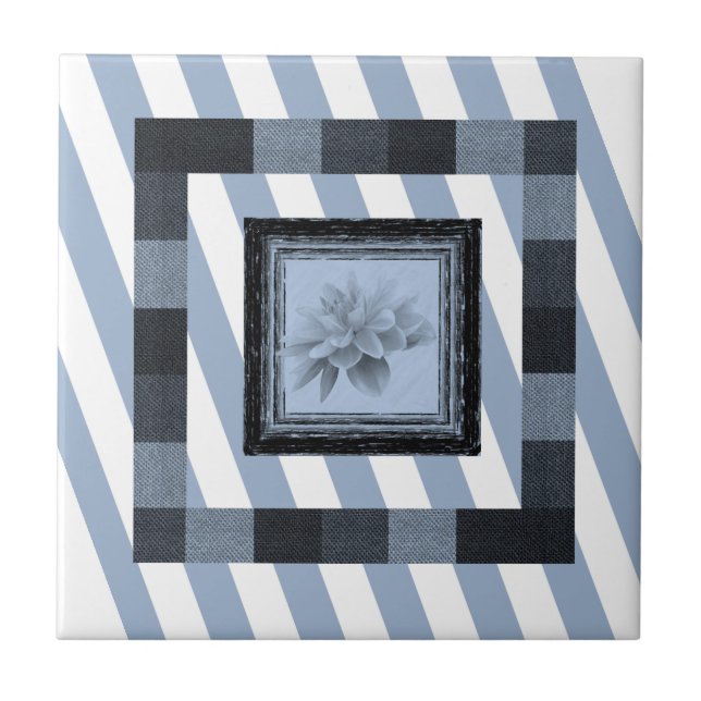 Azulejo Faixa Azul Floral (Frente)