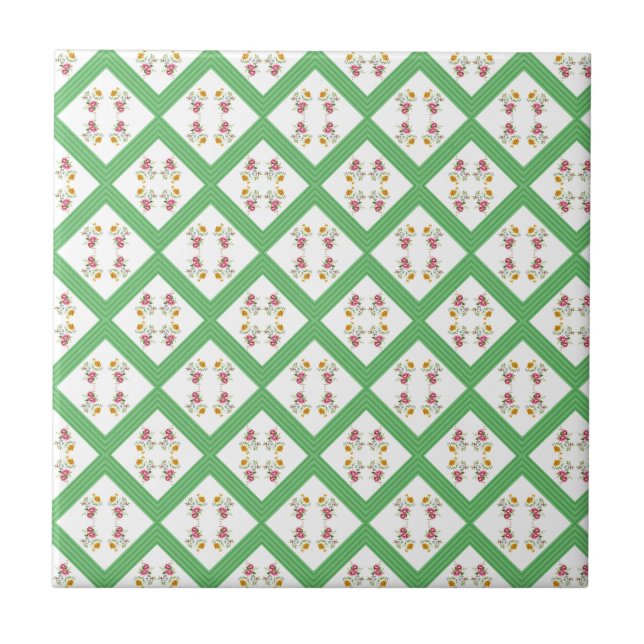 Azulejo Faixa Verde Floral (Frente)