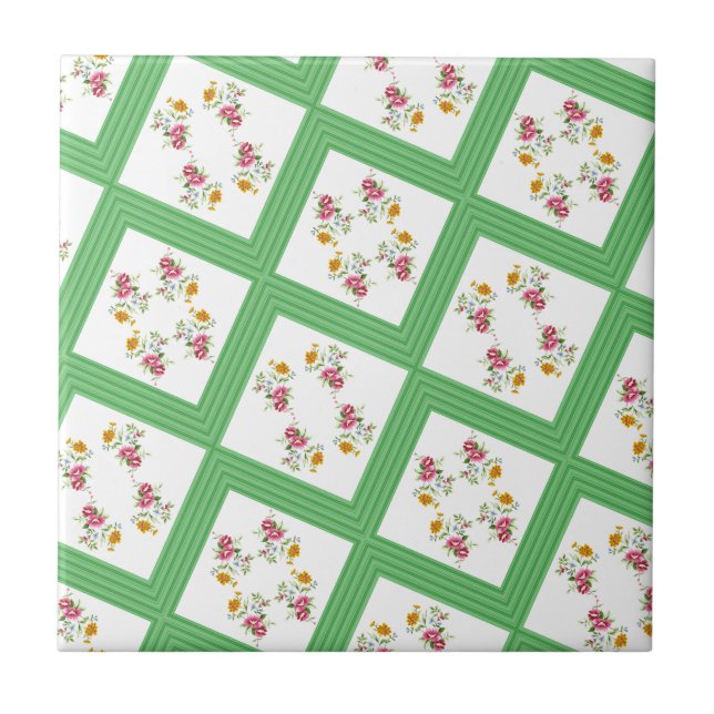 Azulejo Faixa Verde Floral (Frente)