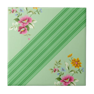 Azulejo Faixa Verde Floral
