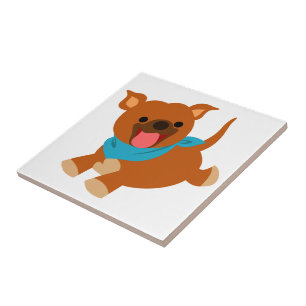 Azulejo feliz bonito de Staffie dos desenhos