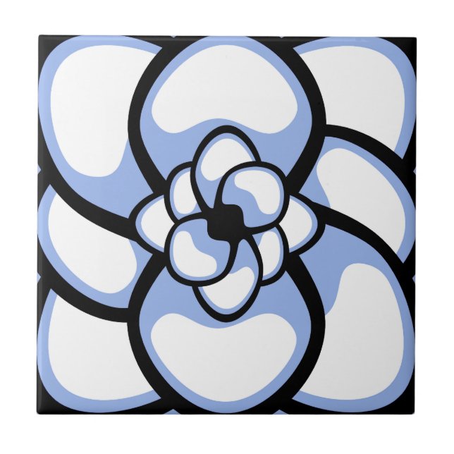 Azulejo, Flor Abstrata 3, Branco Azul (Frente)