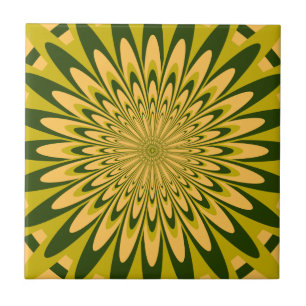 Azulejo, Flor Abstrata 5, Dourado Chartreuse