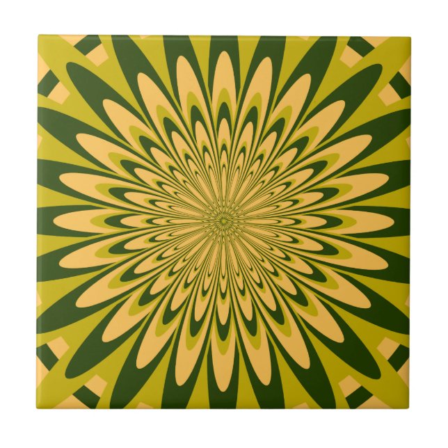 Azulejo, Flor Abstrata 5, Dourado Chartreuse (Frente)