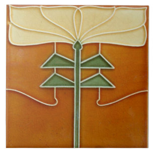 Azulejo - Flor Amarela Art Nouveau Laranja