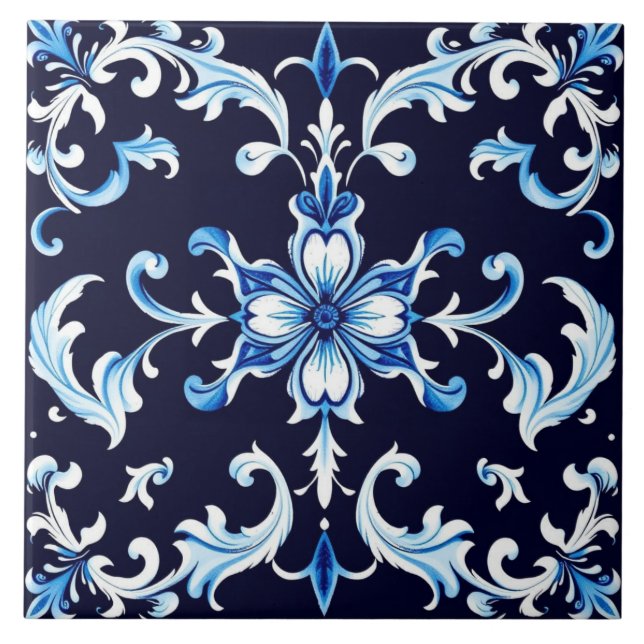 azulejo flor de azul (Frente)